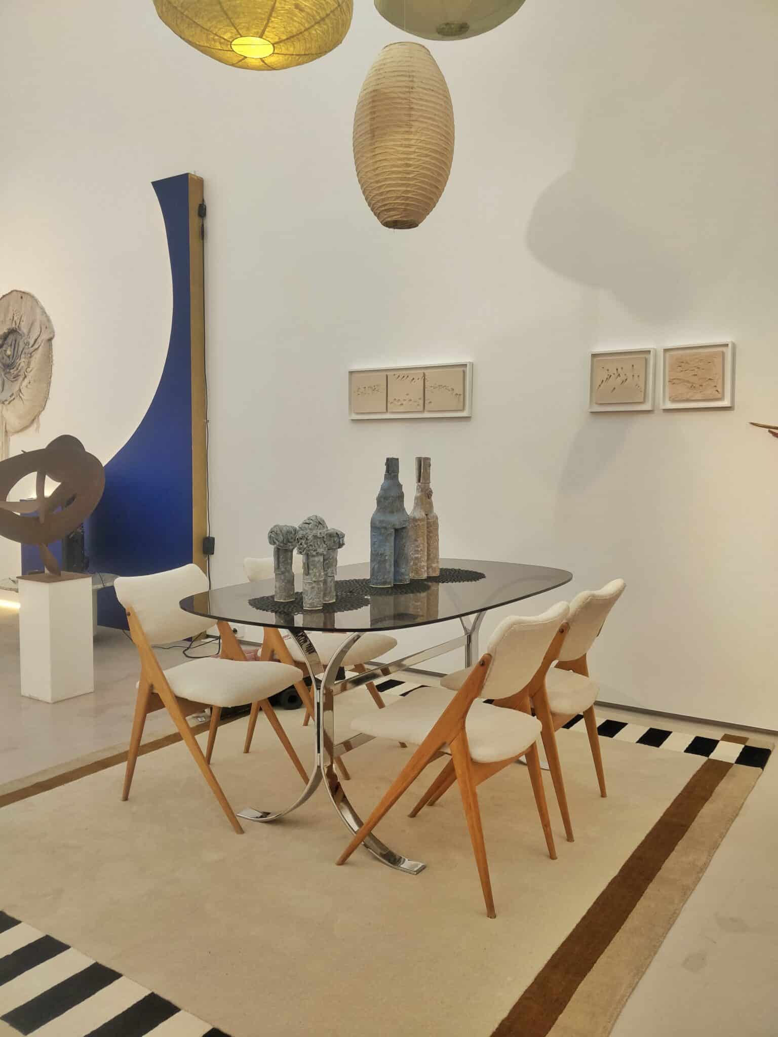 Glass table and guermonprez chairs